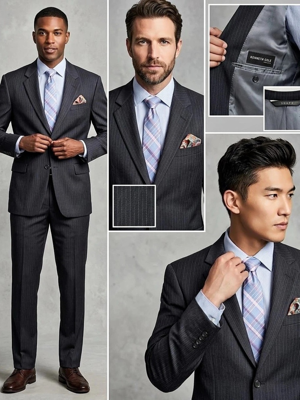 Kenneth Cole Men's Gray Pinstripe Blazer Like New